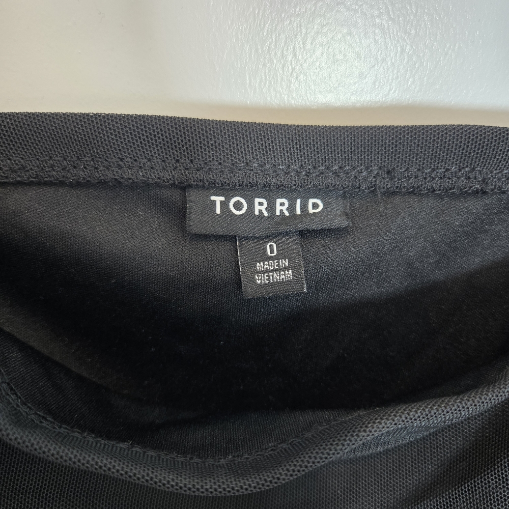 Torrid All Over Ruched Mesh Black Dress - Picture 2 of 4